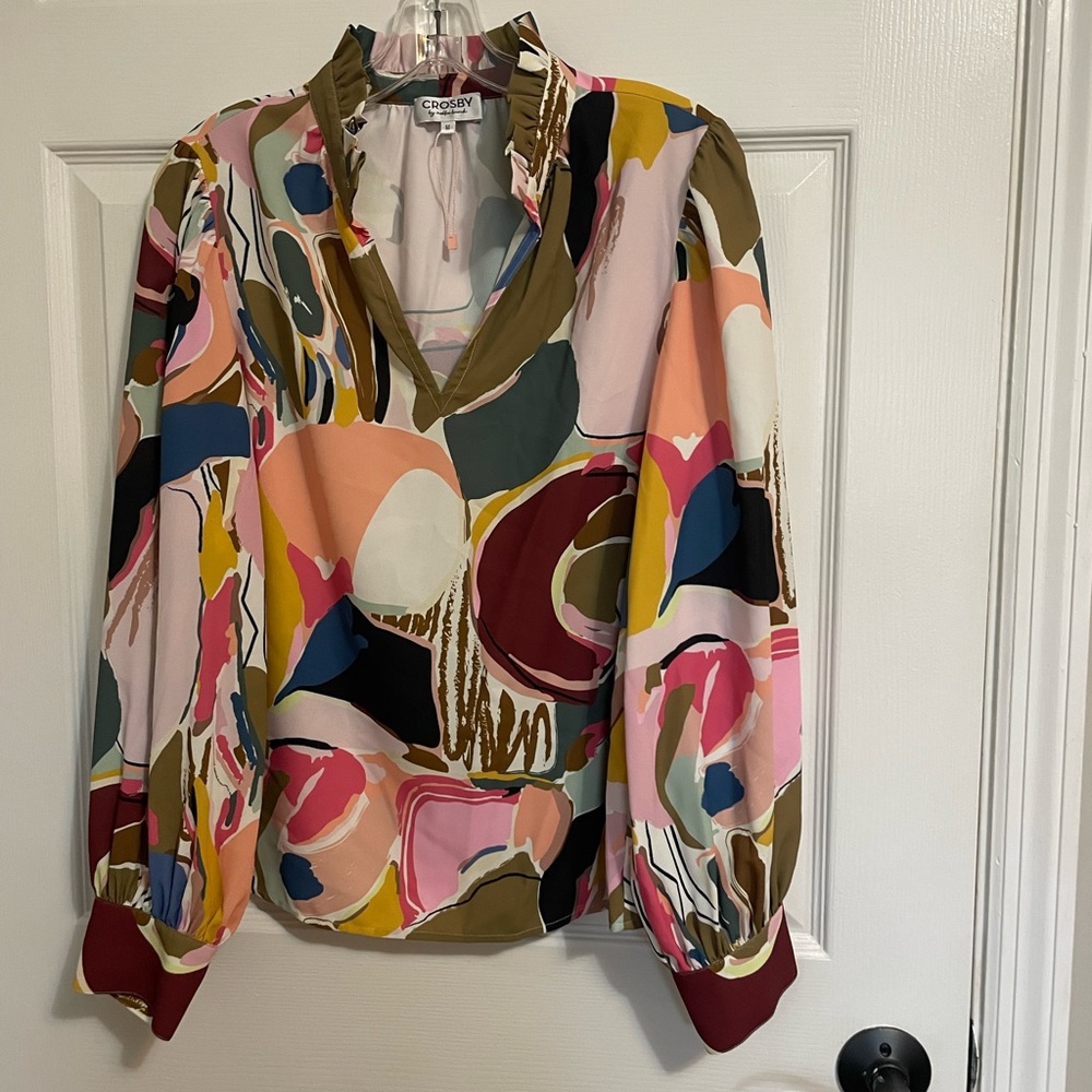 CROSBY by Mollie Burch Multicolor Abstract Blouse